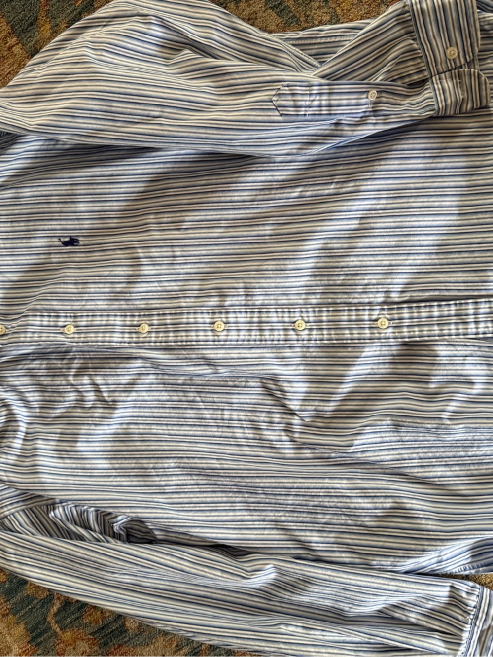 Ralph Lauren Blue and White Striped Dress Shirt